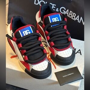 Dolce & Gabbana Red, Black, and White Sneakers